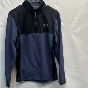 Under Armour ColdGear 1/4 Zip Pullover Blue Black Small Loose Fit